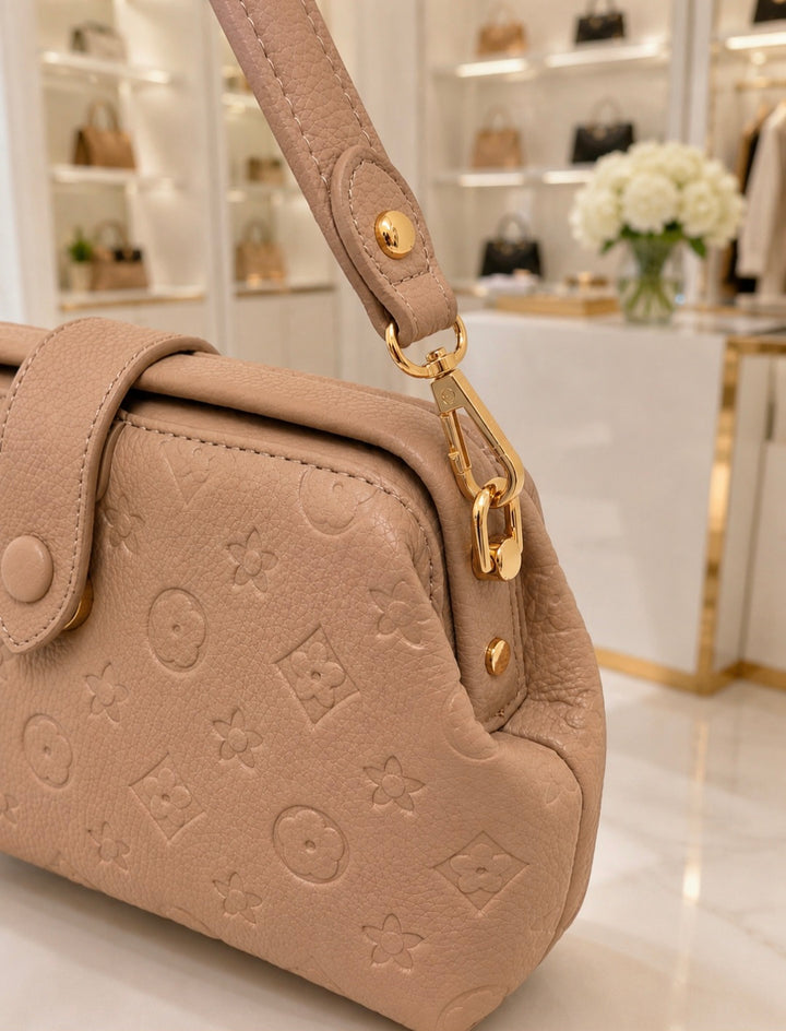 Louisa Bag - Almond (with Cross Body Strap)