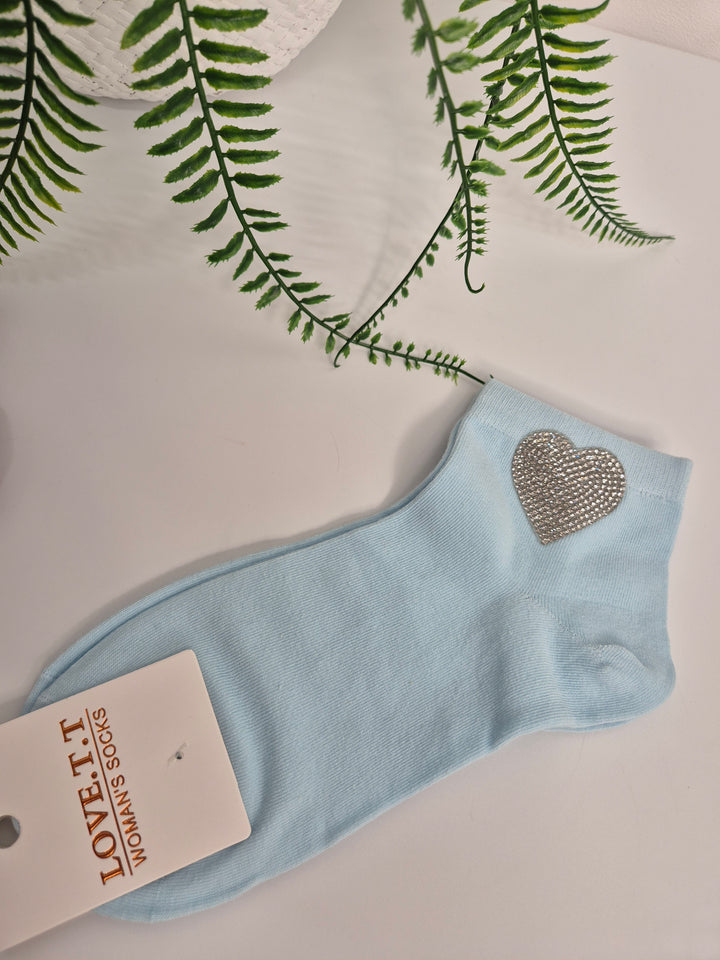 Diamante Heart Soft Socks - (choose from Pink or Blue)