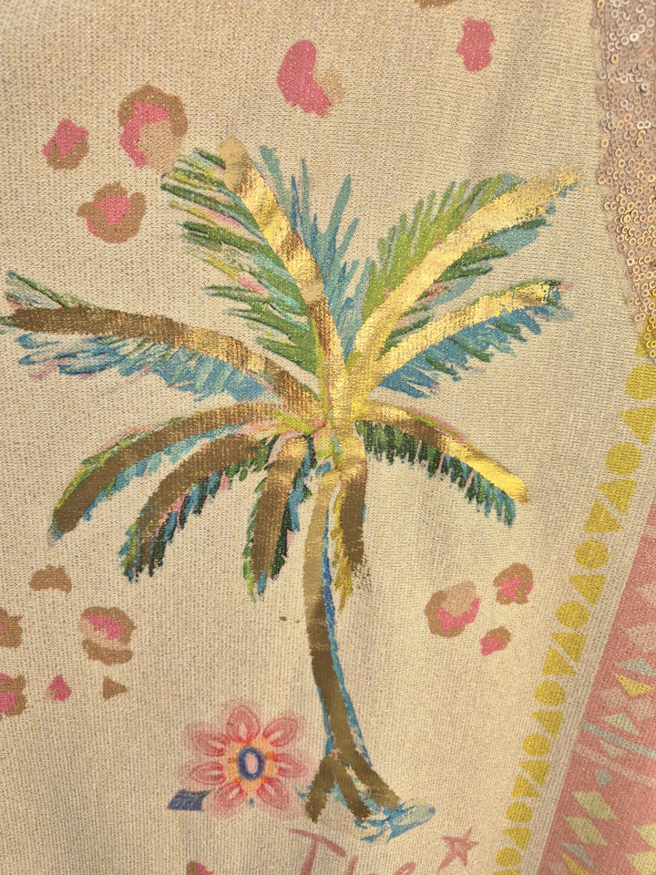 Carla Shimmer Oversized Top - THE FUTURE IS YOURS with Gold Foil & Sequins (One Size/Curvy fitting from Size 14/16 up to Size 20/22)