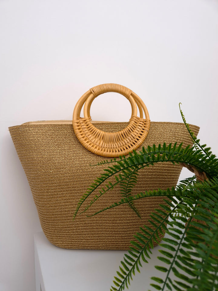 Sorrento Metallic Handbag/Beach Bag - Gold