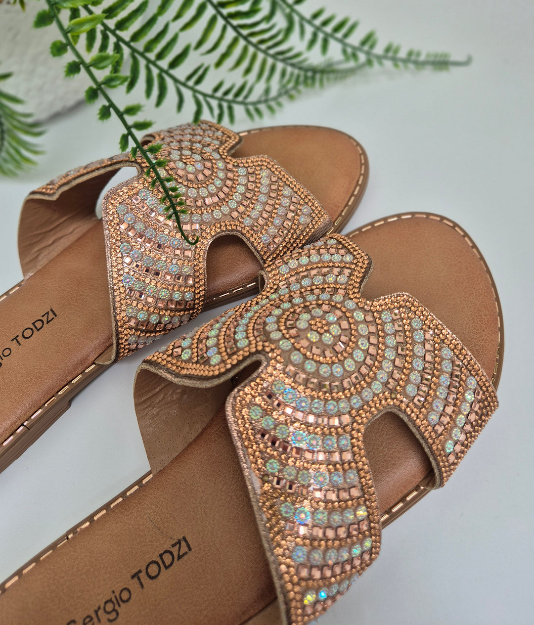 Marbella Sparkly Slip On Sliders - (choose your Size)