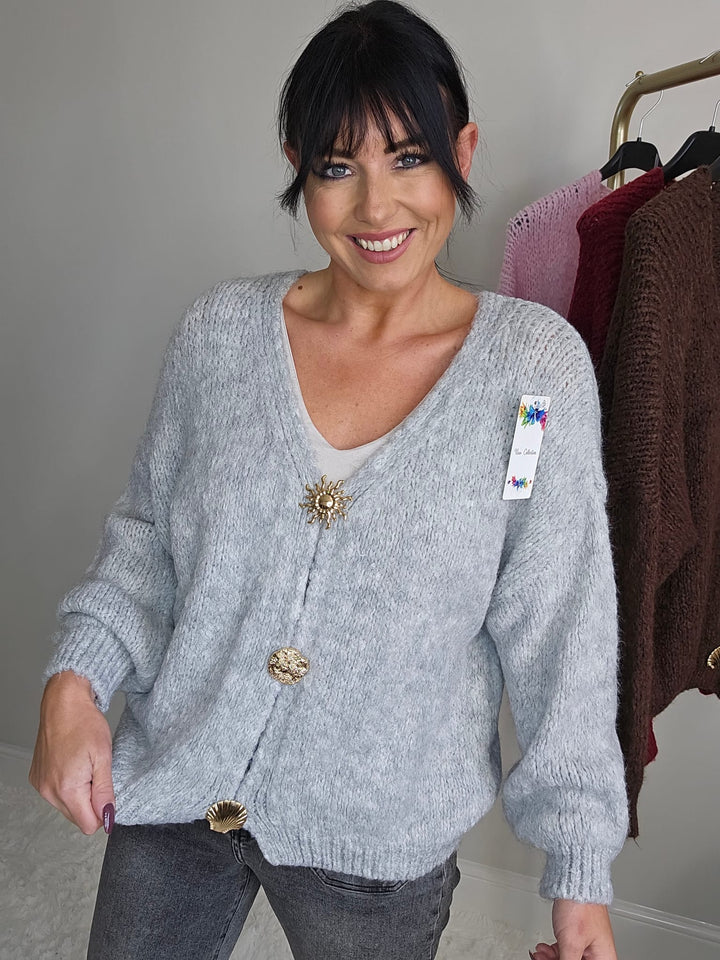 Clara Cosy Slouchy Cardigan (Oversized - fitting from Size 10/12 up to Size 16/18) - Silver Grey