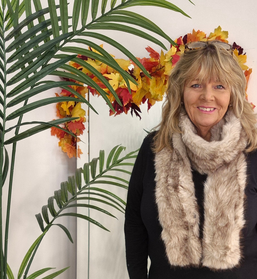 Oslo Faux Fur Long Scarf - Cappuccino