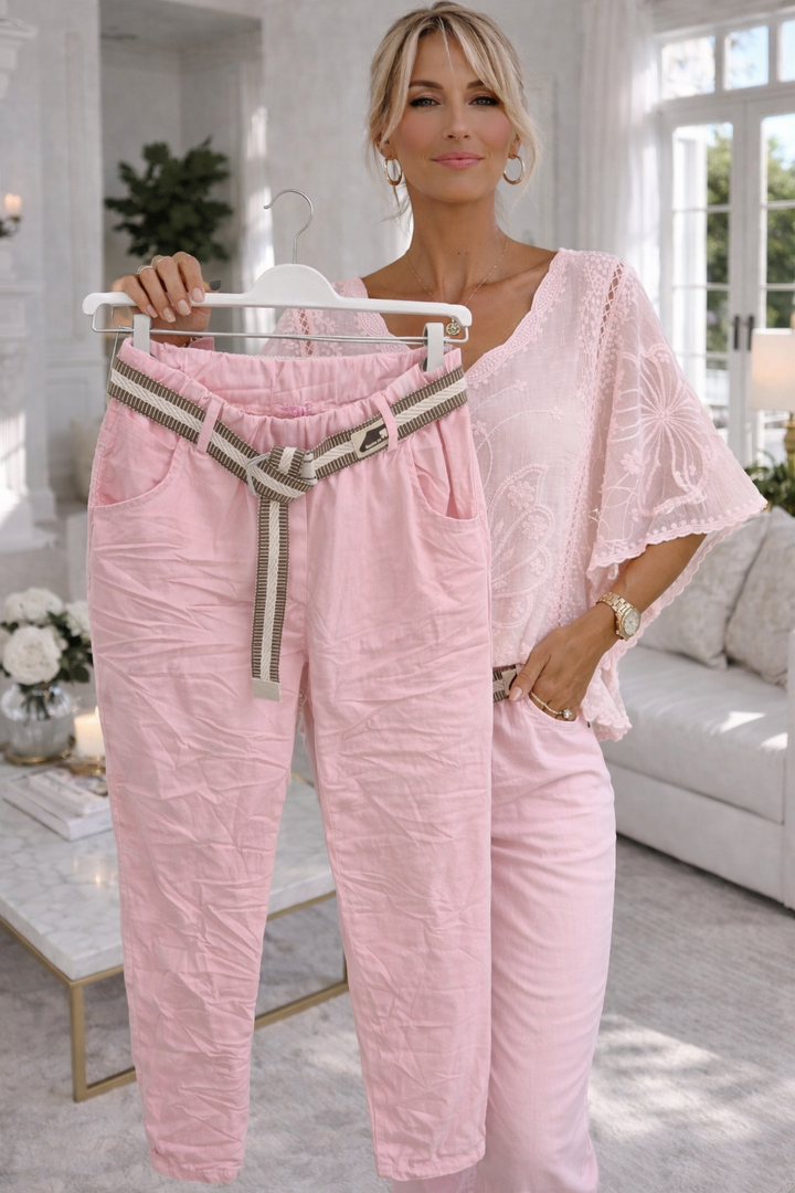 Stonewashed Magic Jeans - Pale Pink (One Size/Curvy, fitting Size 12 up to Size 16/Small Size 18)