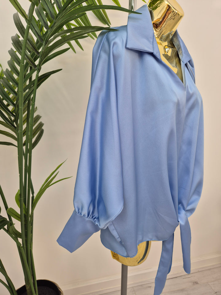 Sasha Satin Tie Blouse - (choose your Colour)