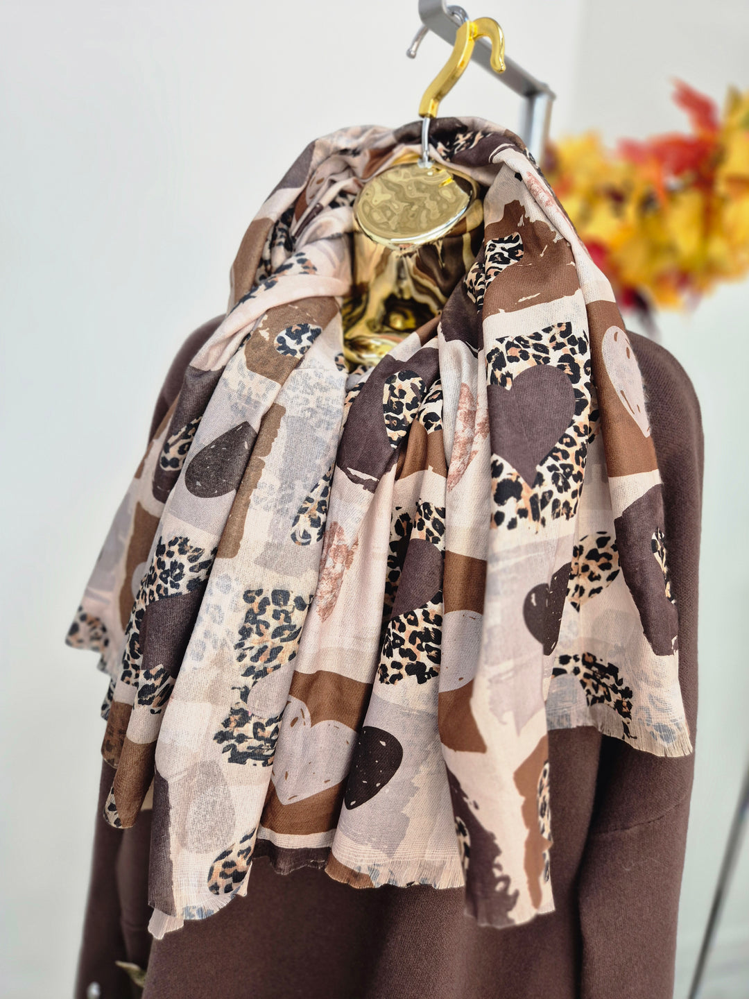 Hearts Oversized Scarf - Chocolate