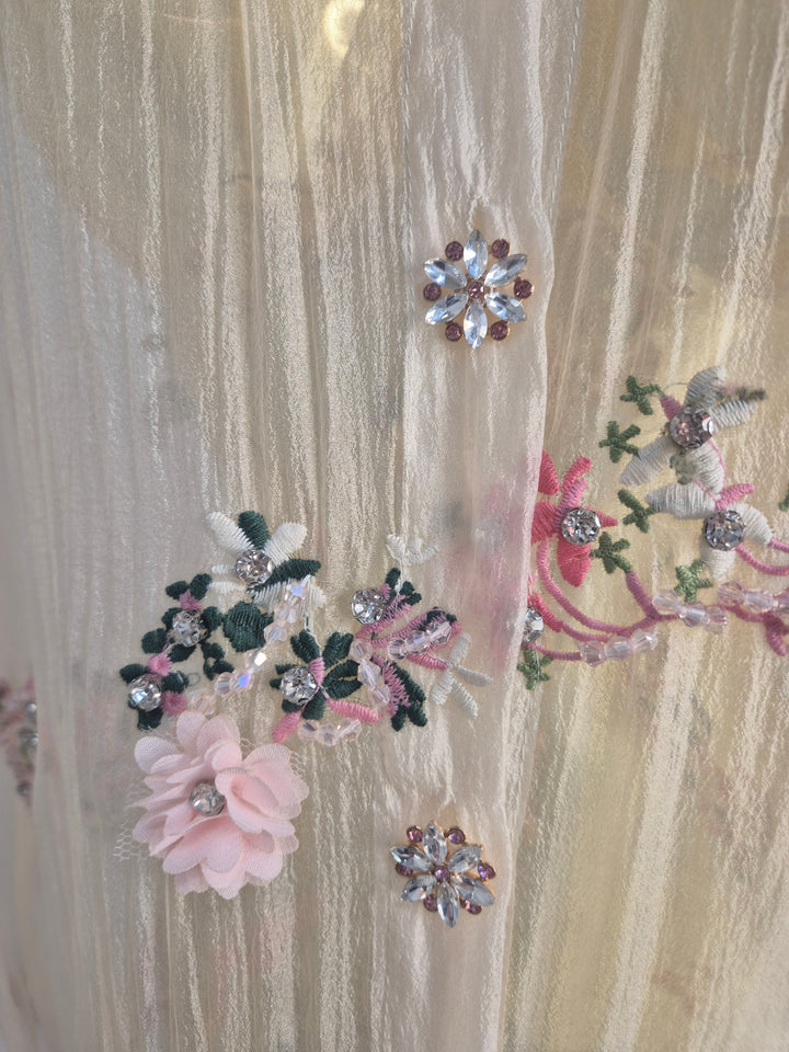 Jasmine Embroidered Blouse with Crystals & 3D Applique One Size, fitting from Size 12 to Size 16