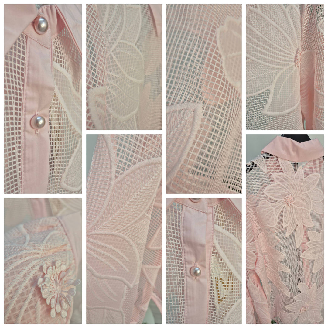 Macy Mesh Floral Applique Blouse - Pink (One Size - fits from Size 8 up to Size 14)