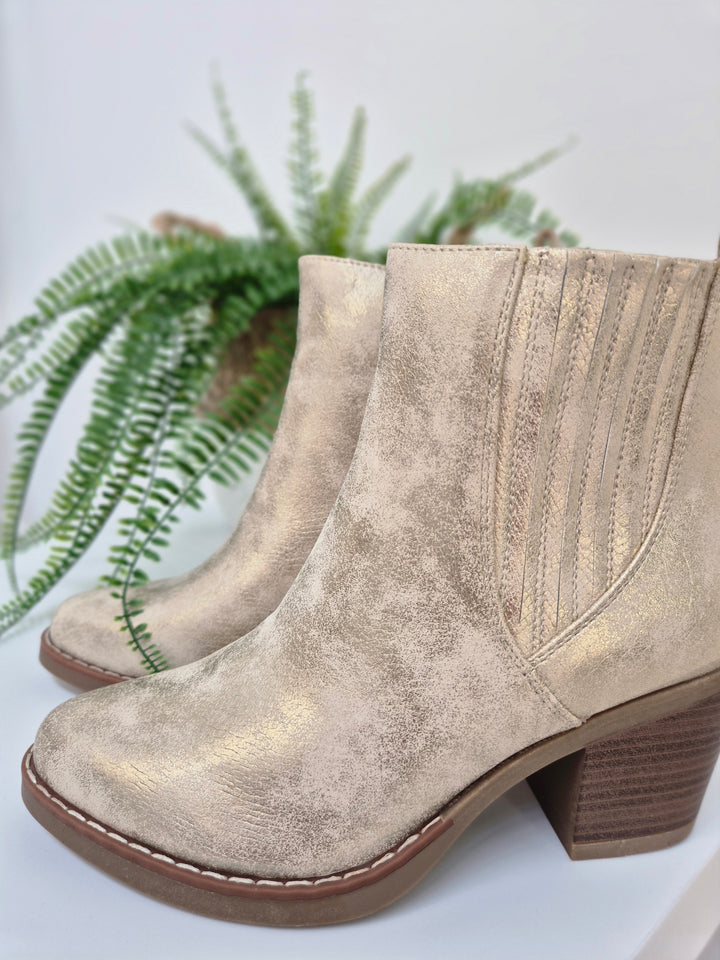 Denver Ankle Boots - (choose your Size) - Champagne Gold Shimmer