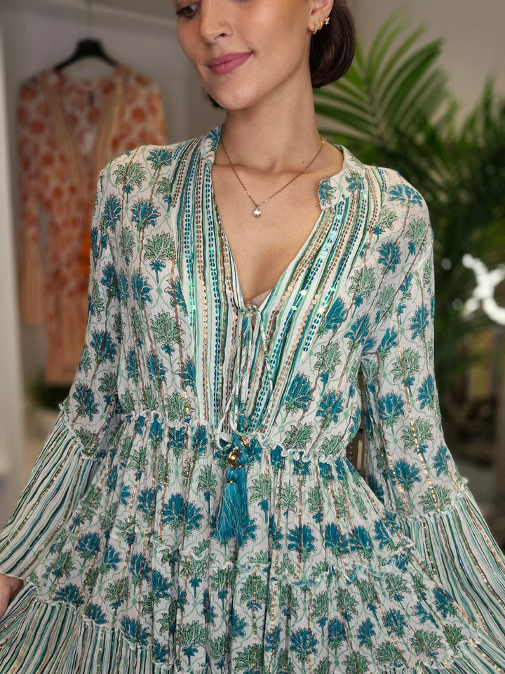 Boho Floral Dress with Gold Metallic - (choose your Colour) (Petite Size)