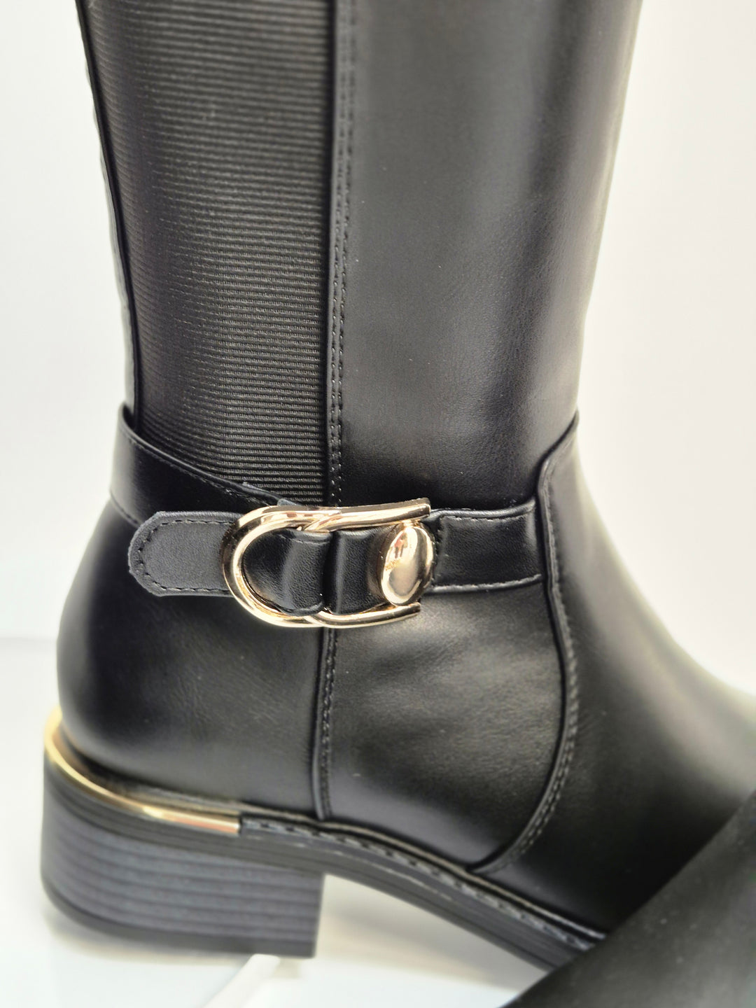 Boston Riding Boots with Elasticated Stretchy Back - Black
