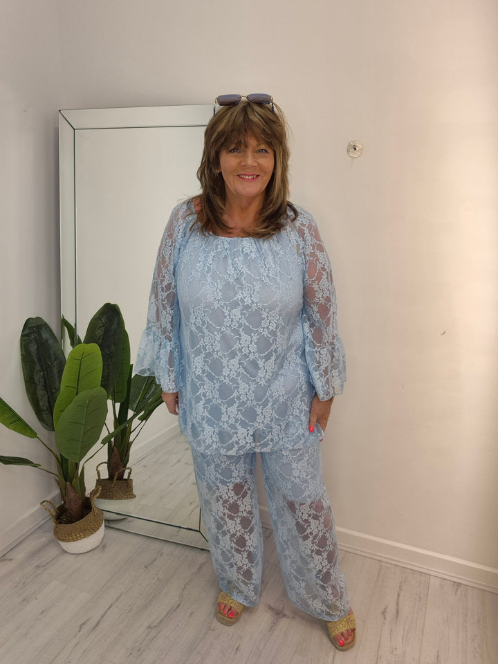 Florence Lace Bardot Co-ord Set - (choose your Colour) - (Curvy)
