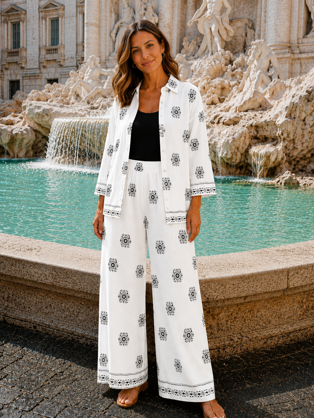 Bromley Co-ord Two Piece Set - (choose your Size) - White/Black