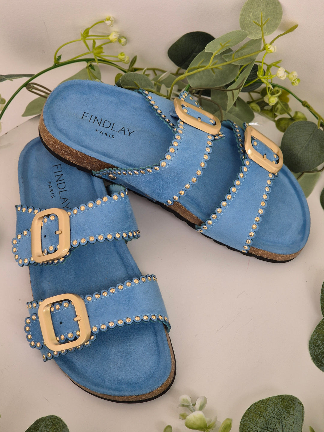 Malaga Slip On Sandals - Blue (choose your Size)