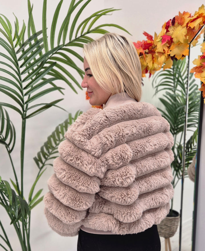 Oslo Faux Fur Cardigan (choose your Size) - Mocha