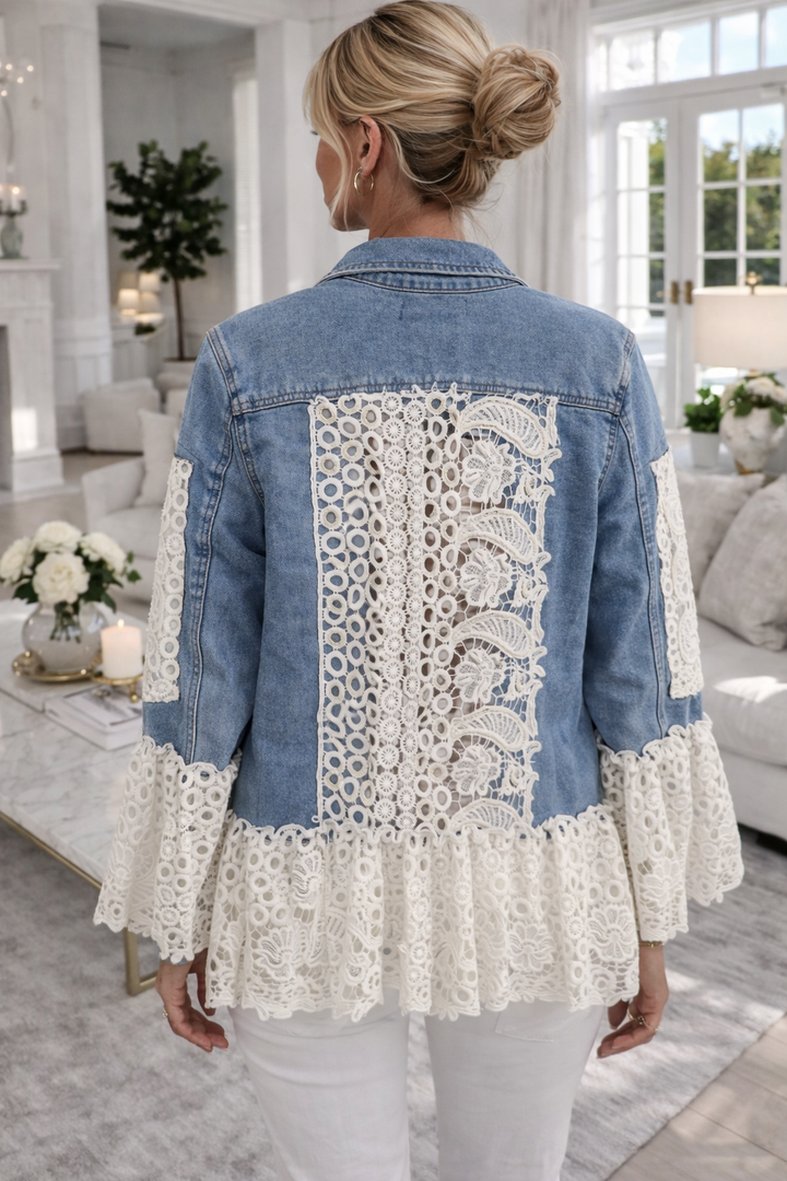 Lana Lacy Denim Jacket - Mid Stonewashed (One Size, fitting from Size 10 up to 14)