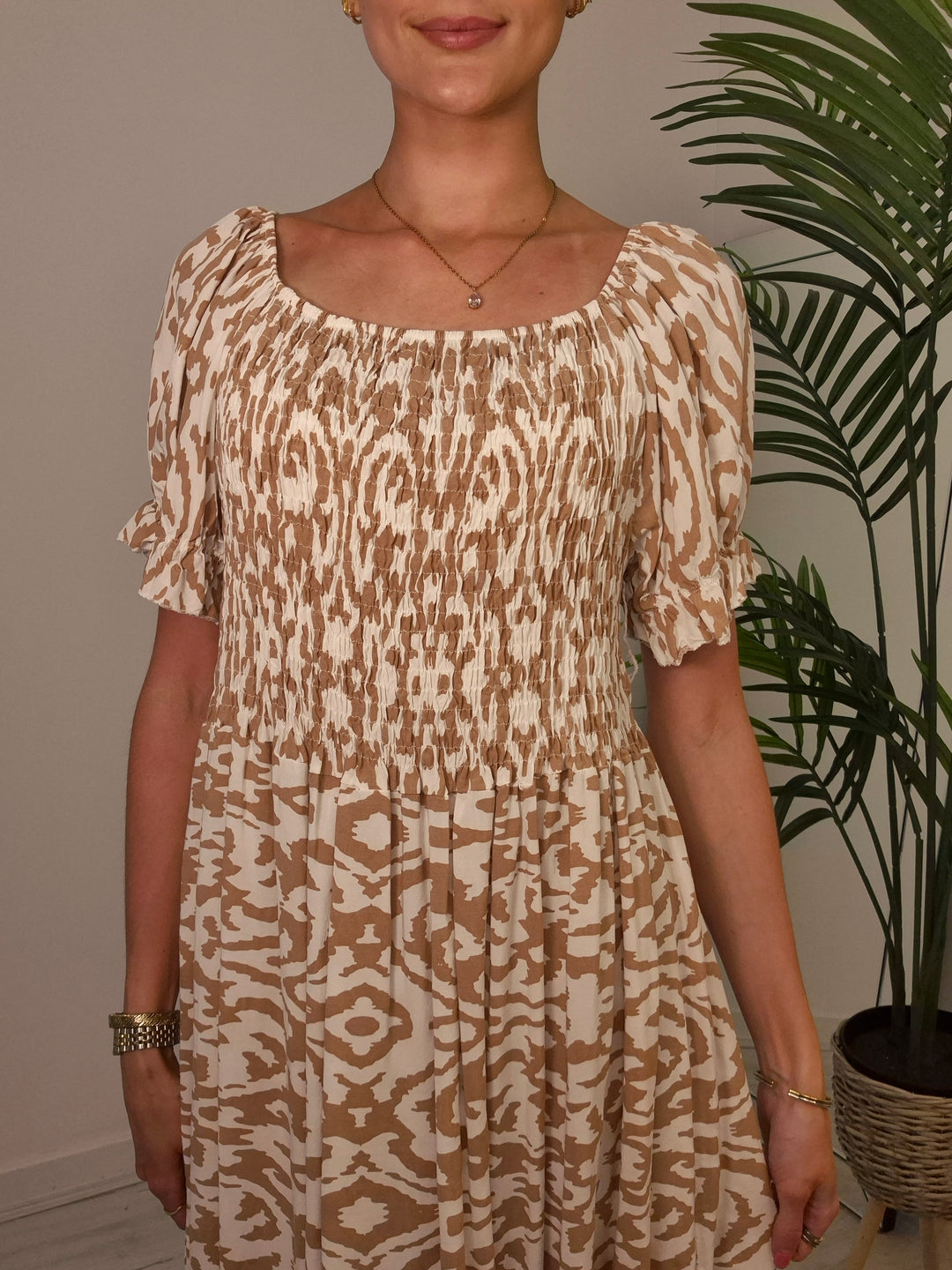 Freya Smocked Dress - Mocha