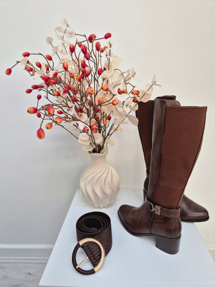 Hamptons Riding Boots with Elasticated Stretchy Back - Chocolate