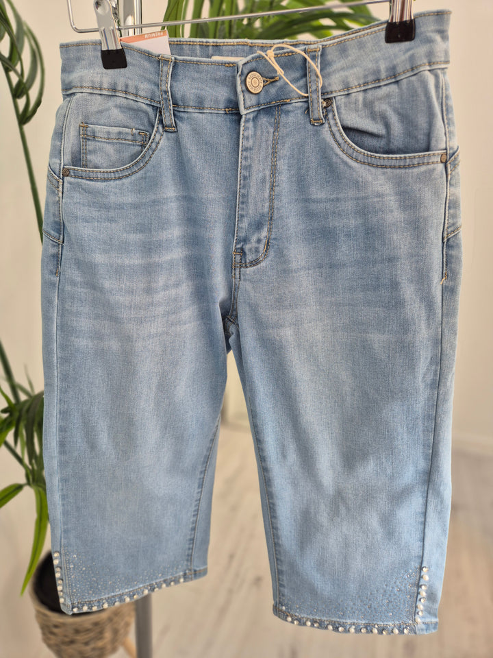 Crystal & Pearl Pedal Pusher Shorts - Stonewashed (choose your Size)
