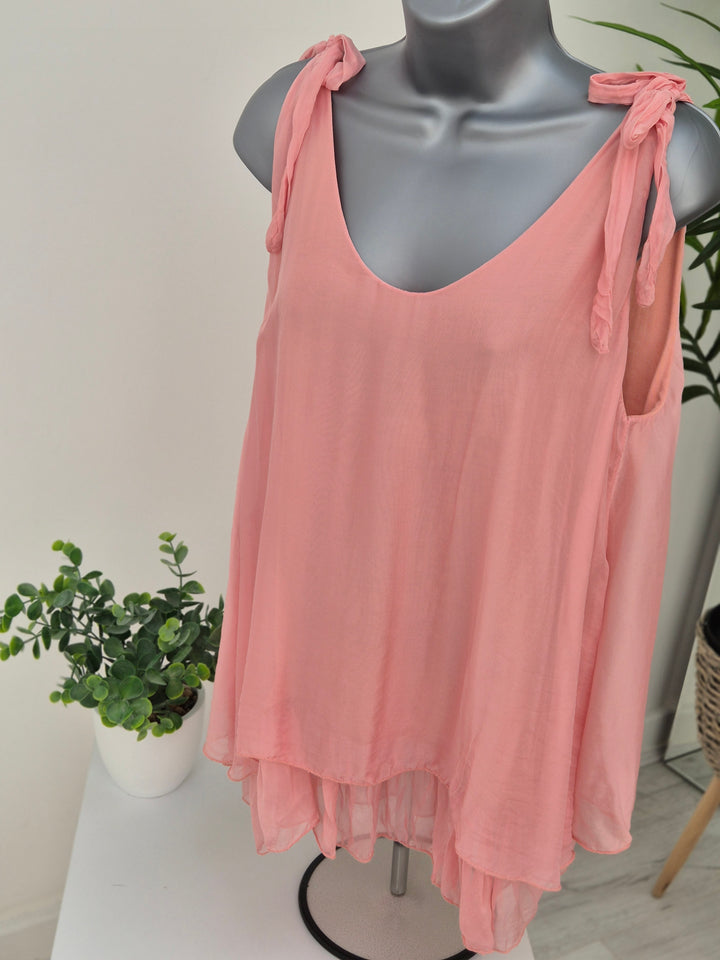 Portofino Silk Overlay Top - (choose your Colour) (One Size)