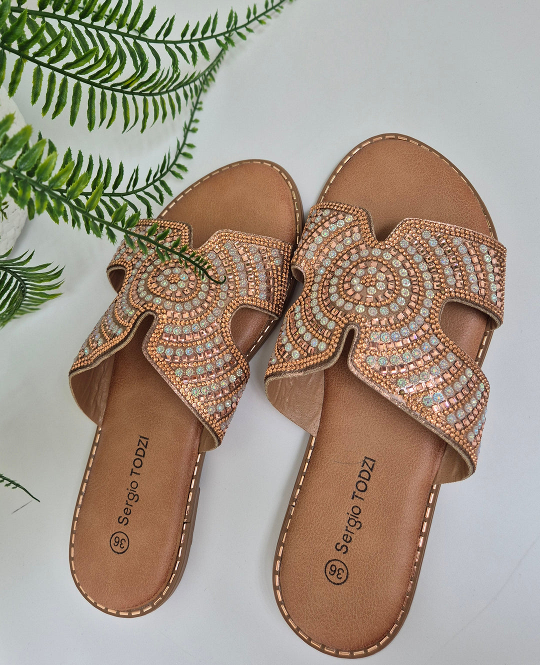 Marbella Sparkly Slip On Sliders - (choose your Size)
