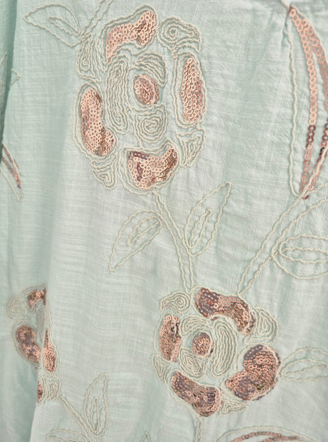 Amalfi Oversized Top with Rose Gold Sequins (One Size/Curvy fitting from Size 14 up to Size 18) - Mint