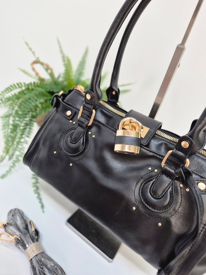 Mia Faux Leather Bag - Black