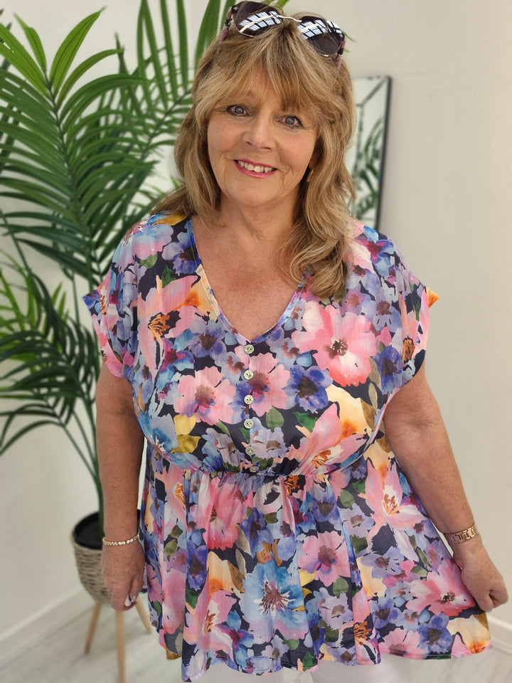 Floral Floaty Top - (choose your Colour)
