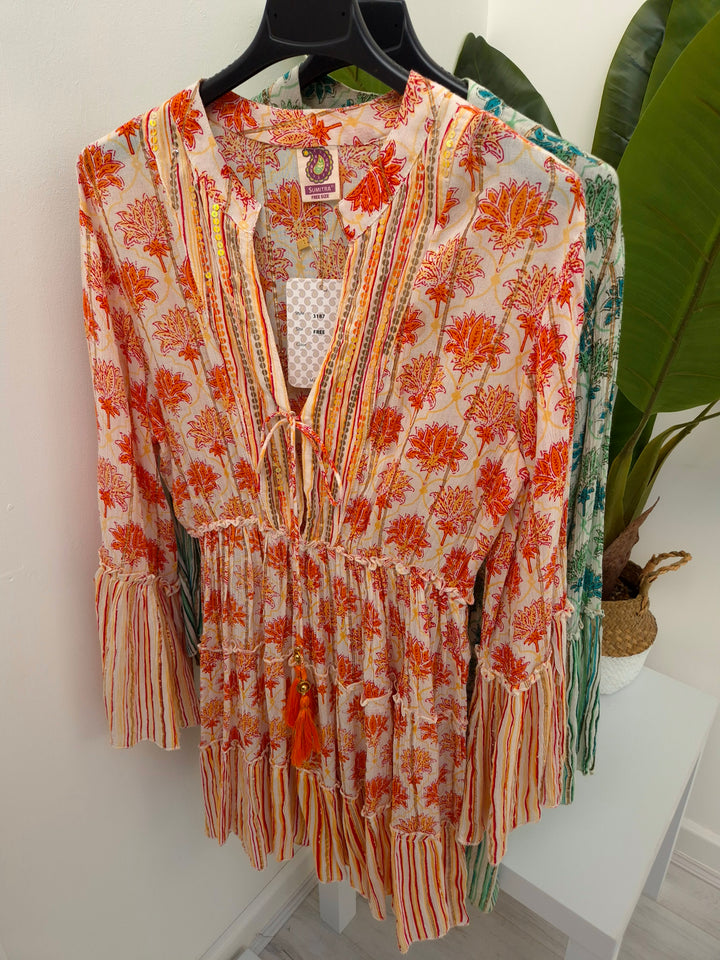 Boho Floral Dress with Gold Metallic - (choose your Colour) (Petite Size)