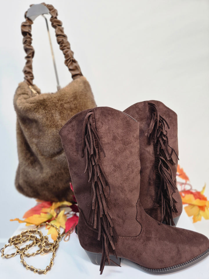 Arizona Fringed Boots - Chocolate (choose your Size)