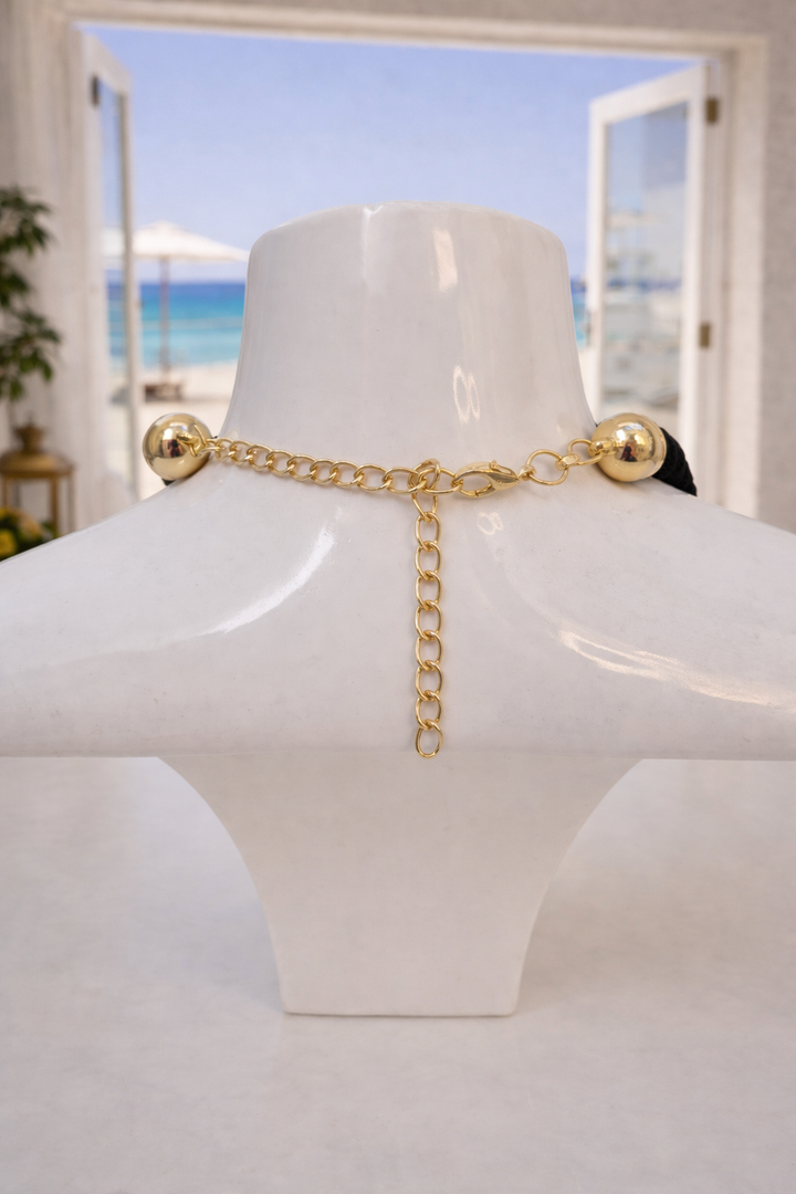 Starfish Necklace & Earrings Set (Gold Tone) - Black