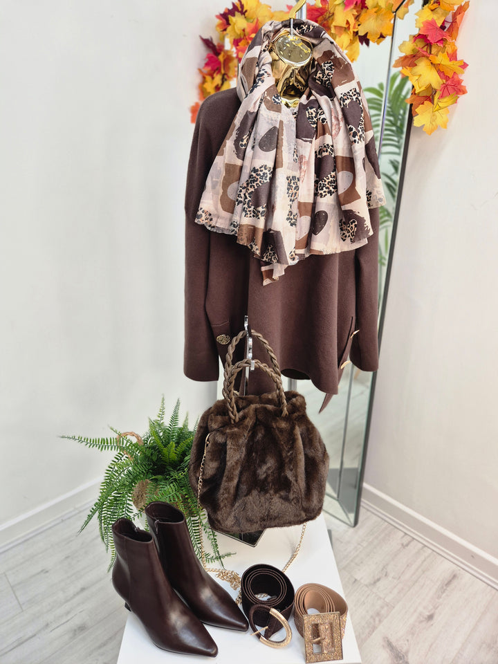 Hearts Oversized Scarf - Chocolate