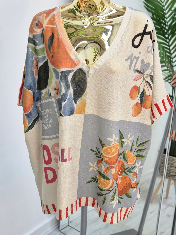Carla Shimmer Top -  Trip around the Sun (Oversized)