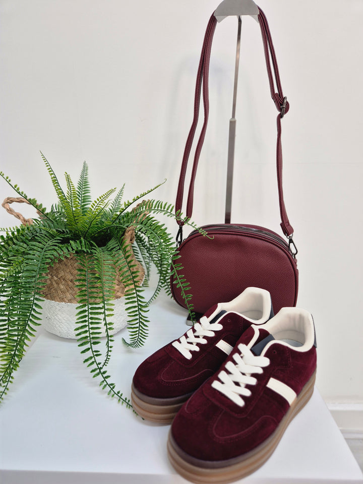 Jojo 3 Zipped Bag - Wine (Pewter Tone)
