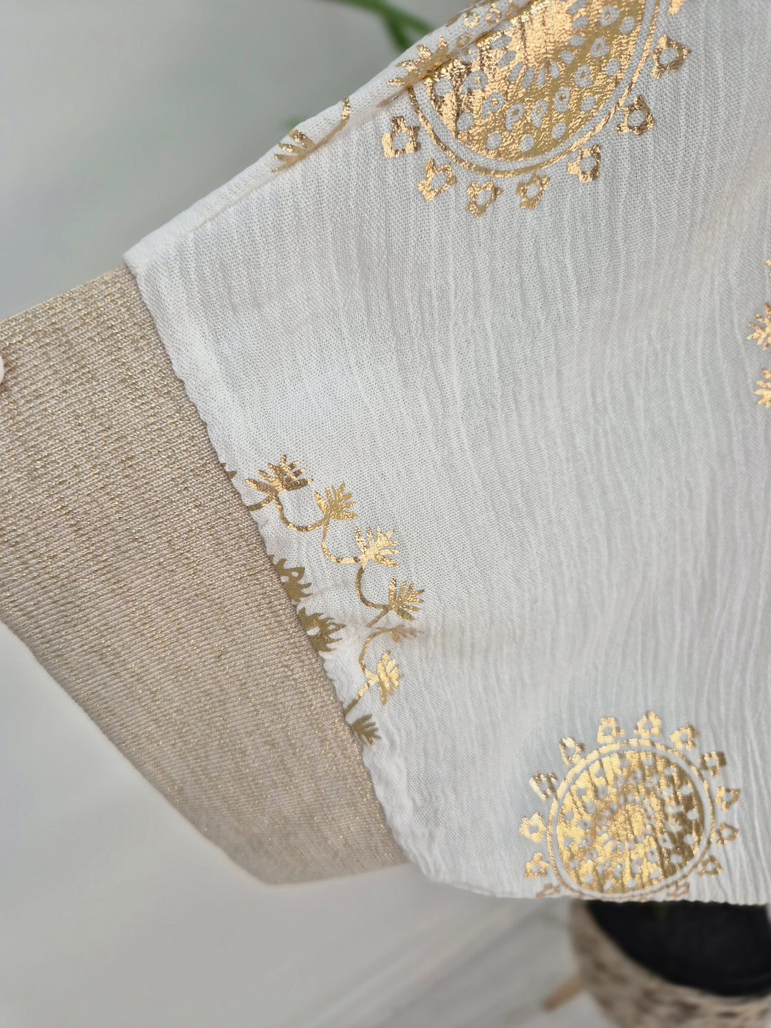 Ibiza Floral Jacket - White/Gold - (Loose Fit)