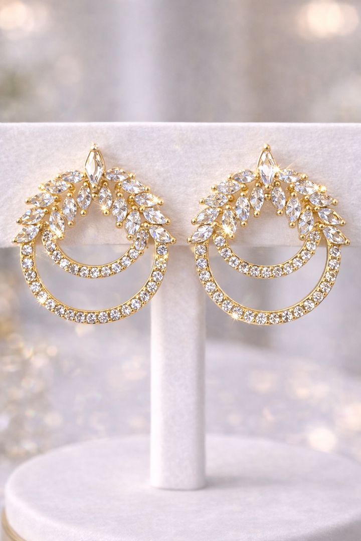 Rococo Infinity Crystal Earrings - Gold Tone (Pierced)