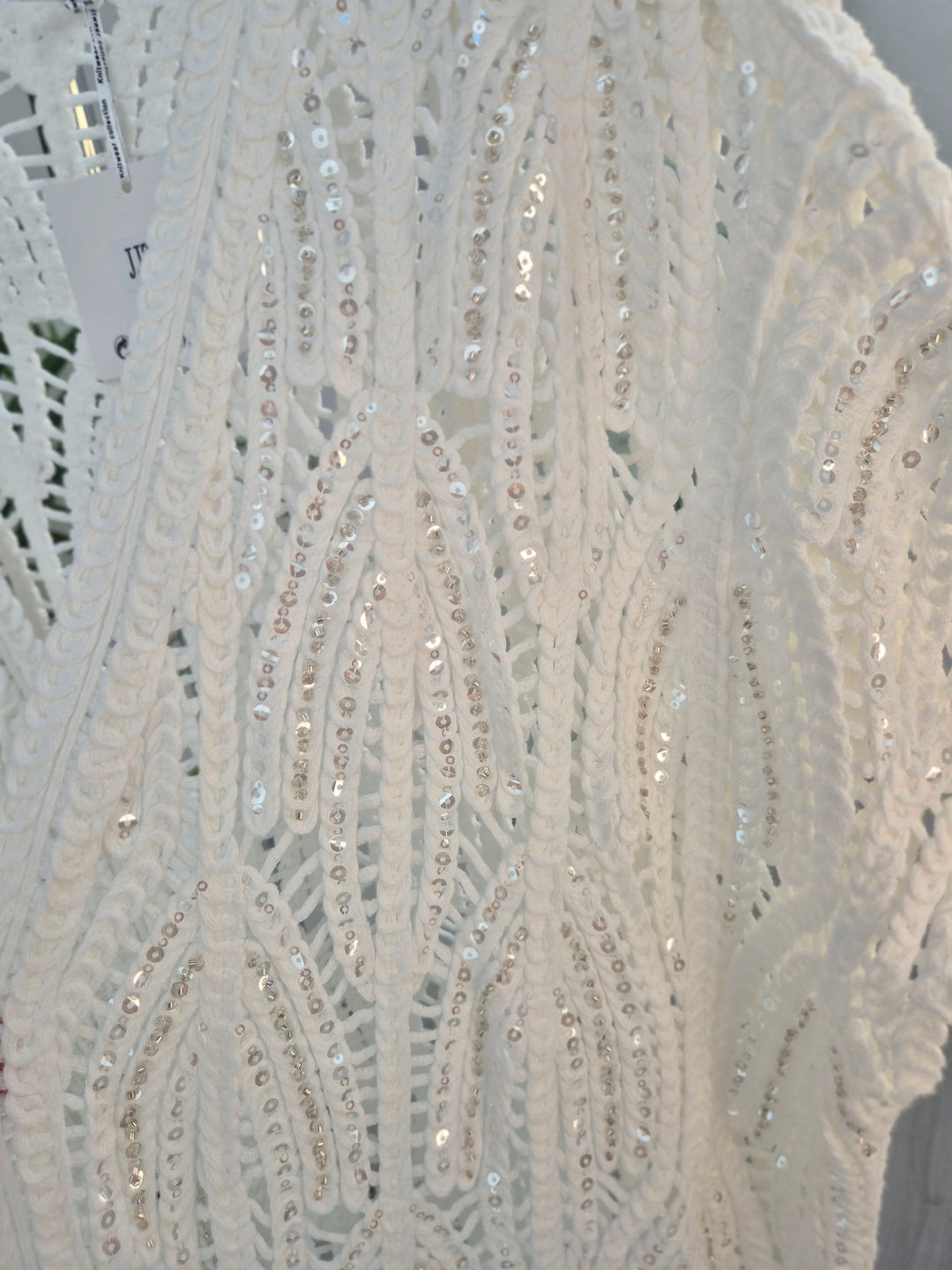 Marbella Sparkly Crochet Cardigan - Brilliant White (Oversized - fitting from Size 14/16 up to Size 20)