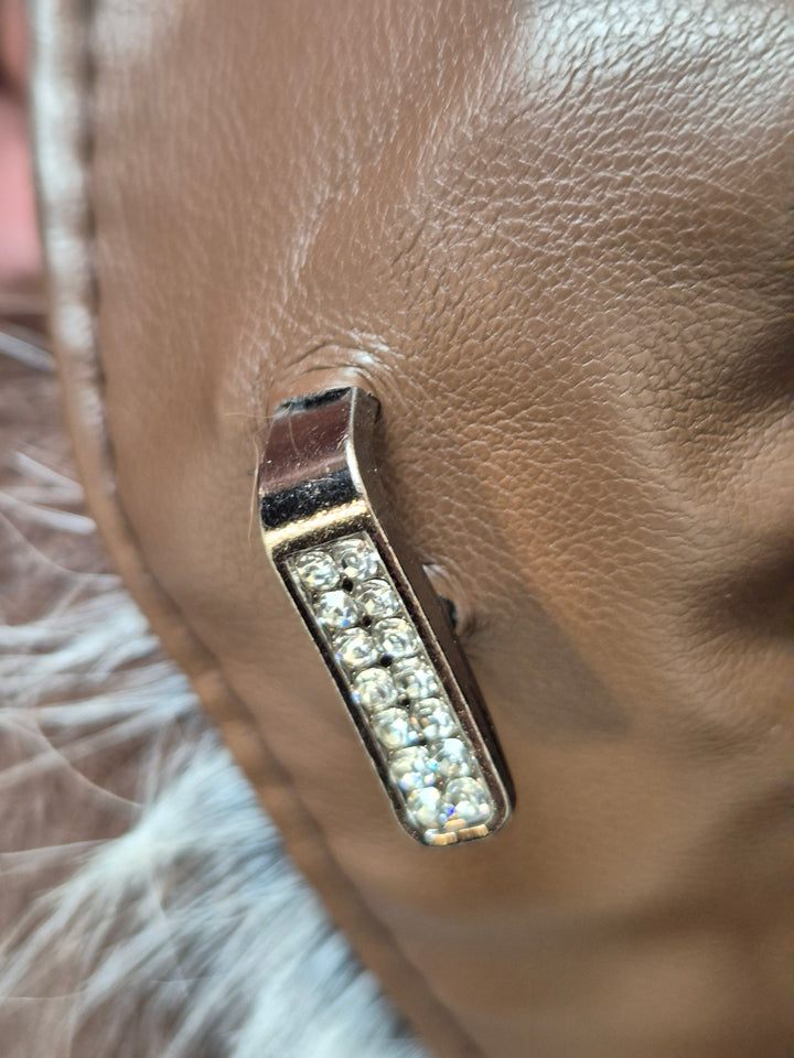 Oslo Faux Fur Two Tone Gilet with Crystal Fastenings - Chocolate (One Size - fits up to Size 10 up to Size 16)