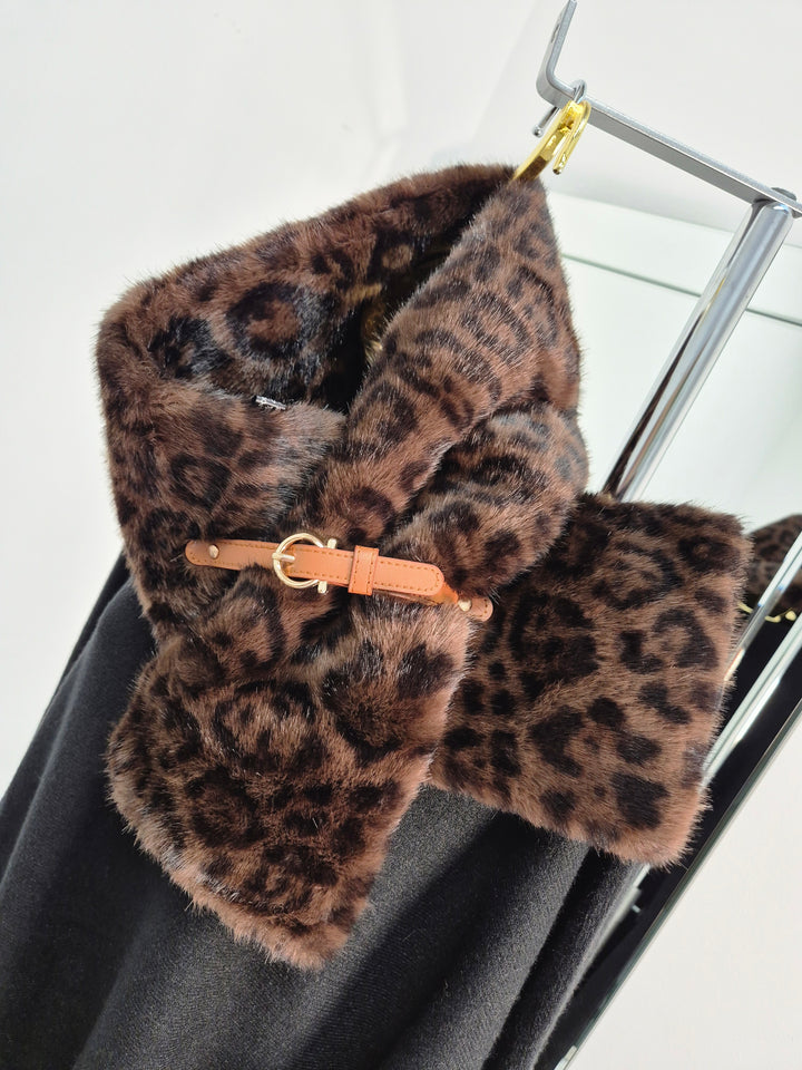 Oslo Faux Fur Scarf - Chocolate Leopard