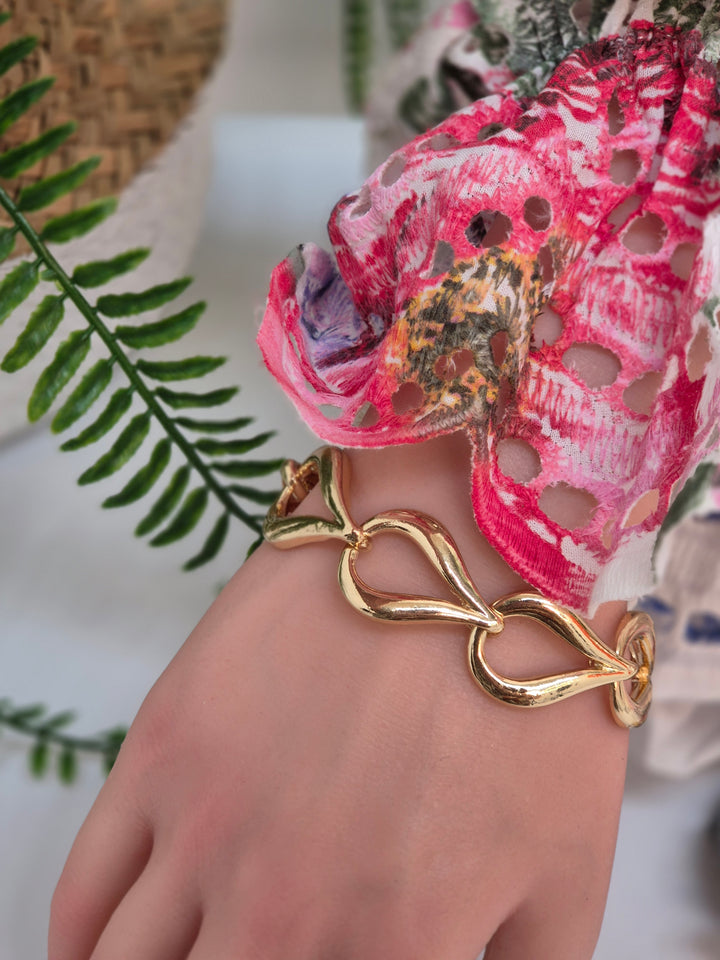 (Teardrop Bracelet (Large) - Gold Tone