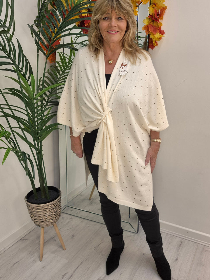 Crystal Super Soft Poncho/Wrap - Cream (One Size/Curvy Size)