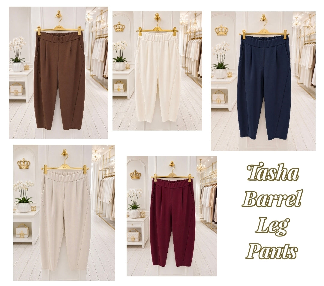 Tasha Barrel Leg Pants with Pockets (One Size/Curvy, fits from Size 14 up to Size 18) - (choose your Colour)
