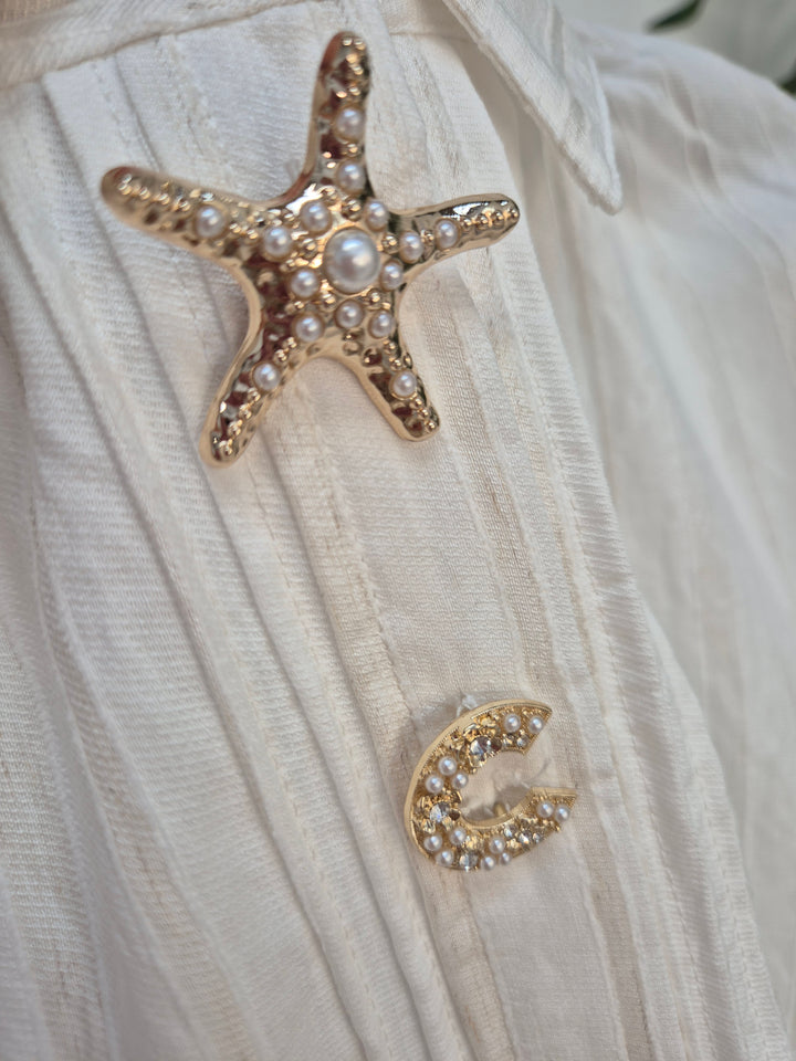 Starfish Oversized Shirt (One Size/Curvy Size, fitting from Size 14/16 up to Size 18/20) Ivory
