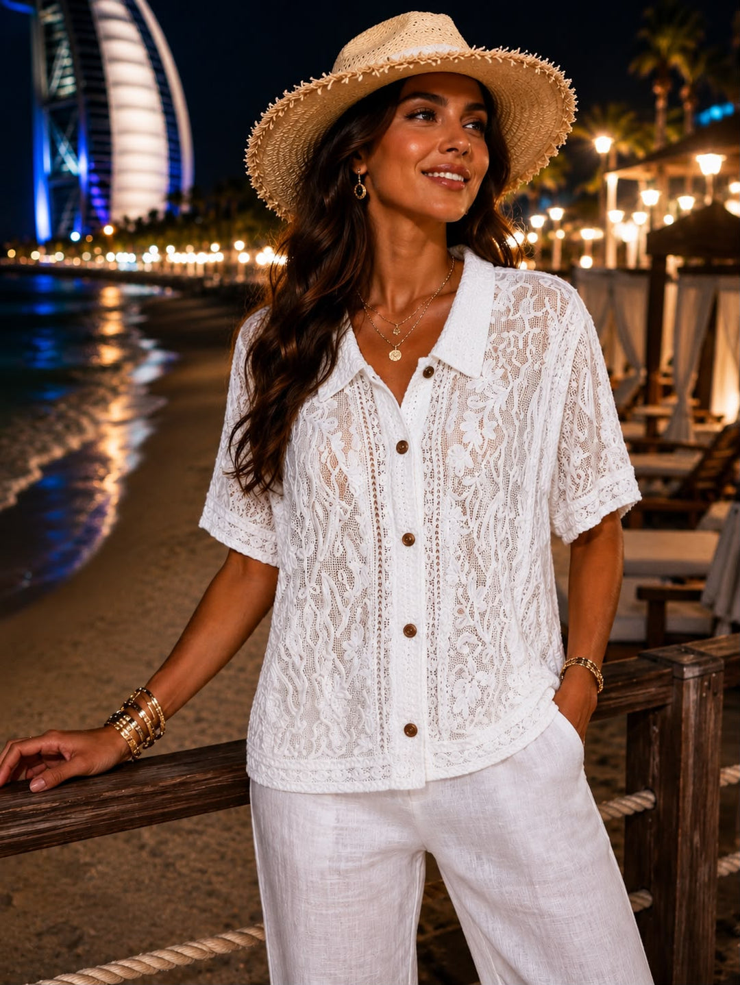 Lindy Lace Top/Cardigan - One Size fits from Size 10 to 16 -  White
