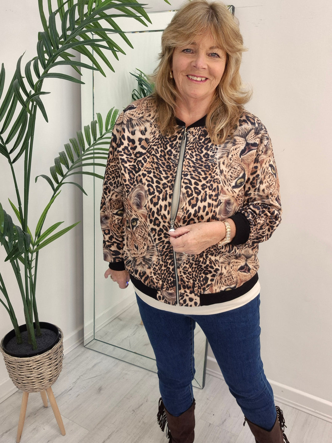 Diva Bomber Jacket - choose your Design (Oversized - fits 14 to Size 20) - Leopard Print