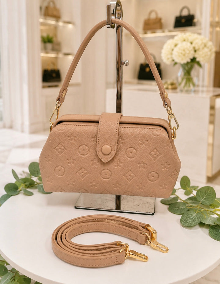 Louisa Bag - Almond (with Cross Body Strap)