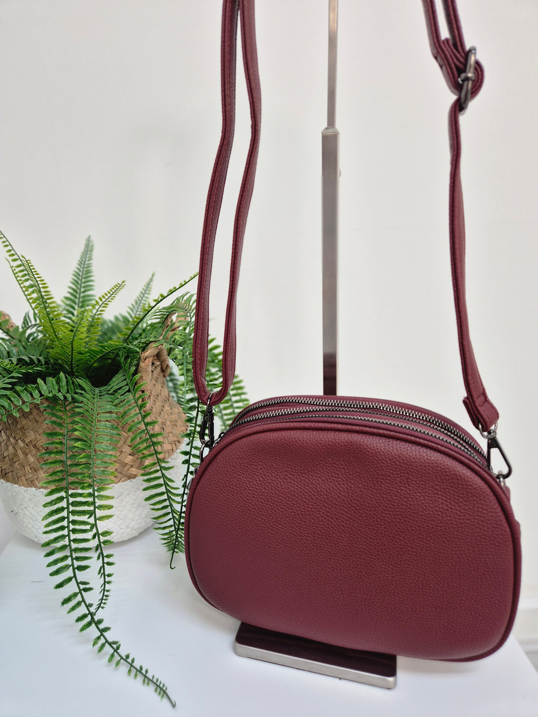 Jojo 3 Zipped Bag - Wine (Pewter Tone)