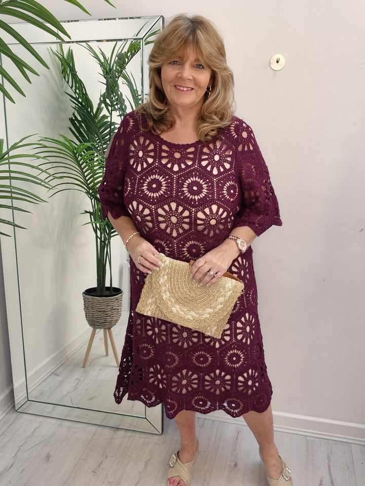 Amy Crochet Midi Dress - (choose your Colour) - (Loose Fit)