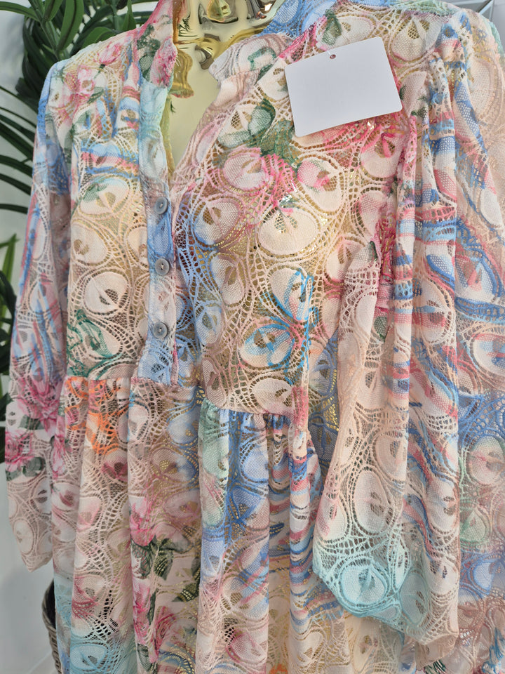 Gardenia Floral Lace Top - Cream (Oversized, fitting from Size 14 up to Size 20)