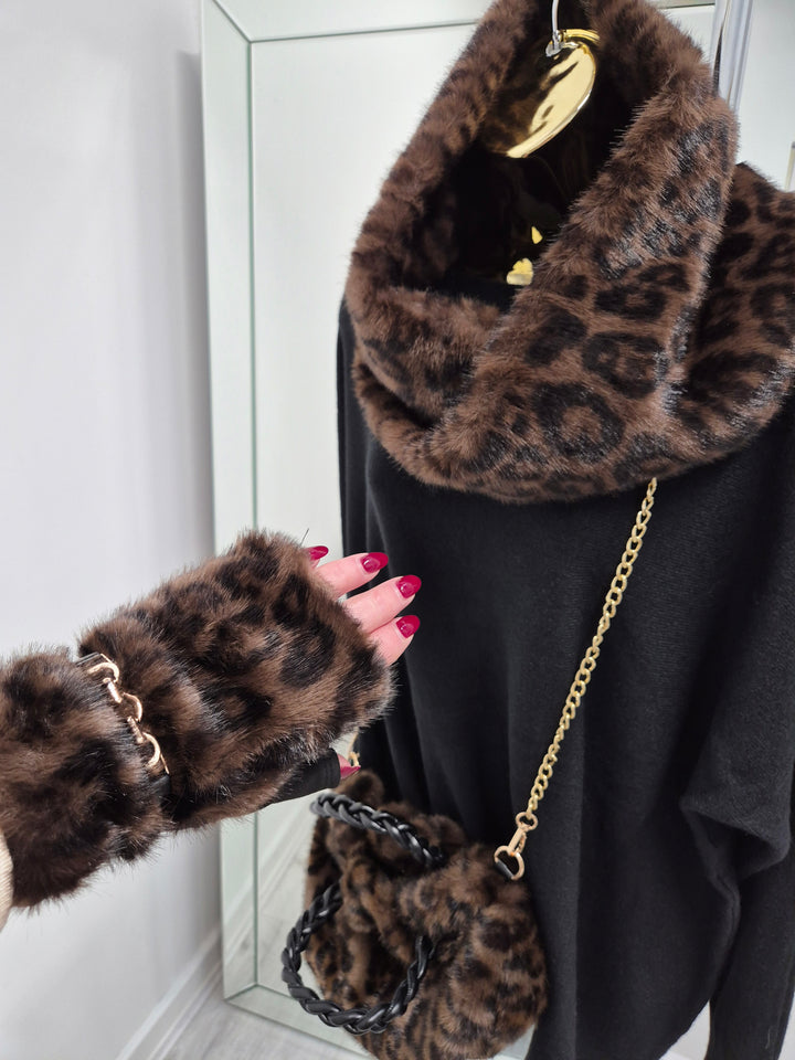 Oslo Faux Fur Infinity Snood - Chocolate Leopard